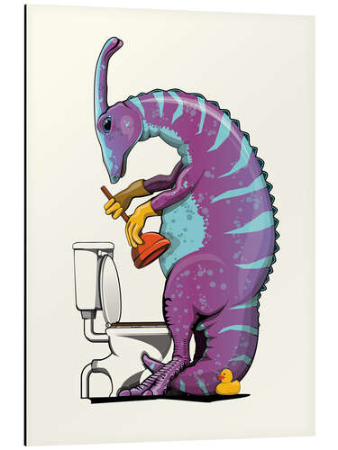 Aluminium print Parasaurolophus Unblocking Toilet