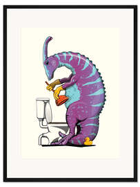 Gerahmter Kunstdruck Parasaurolophus beim Toilette putzen