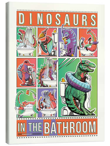 Leinwandbild Dinosaurs in the Bathroom