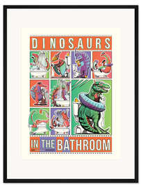 Gerahmter Kunstdruck Dinosaurs in the Bathroom