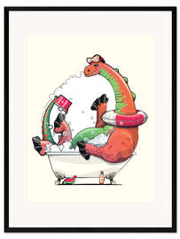 Framed art print Diplodocus in the Bath