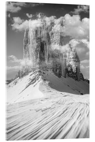 Acrylglas print Drei Zinnen in winter, Dolomites, South Tyrol