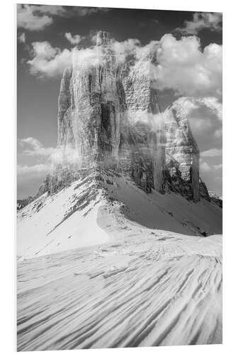 Foam board print Drei Zinnen in winter, Dolomites, South Tyrol