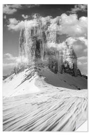 Selvklebende plakat Drei Zinnen in winter, Dolomites, South Tyrol