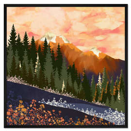 Gerahmter Kunstdruck Berg bei Abenddämmerung