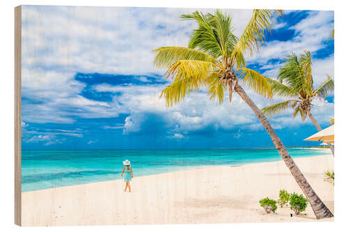 Hout print Idyllic beach with palm trees, Barbuda, Antigua