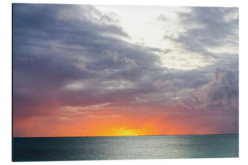 Aluminium print Clouds in the burning sky at sunset