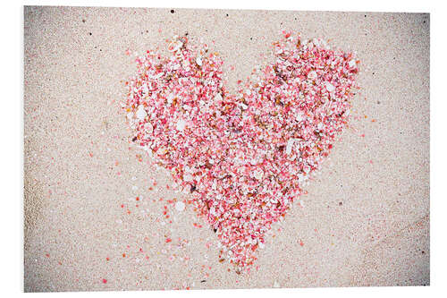 Tableau en PVC Heart with pink shells on a tropical beach