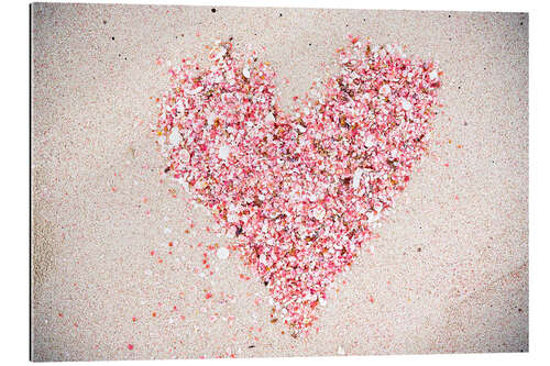 Galleriprint Heart with pink shells on a tropical beach