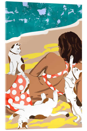 Acrylic print Cat Mom at the Beach