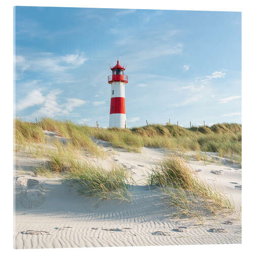 Quadro em acrílico Red lighthouse on the North Sea beach