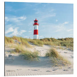 Magnettafel Roter Leuchtturm am Nordseestrand