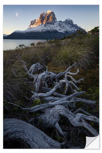Vinilo para la pared Moonrise In Patagonian Fjords