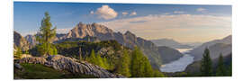 Foam board print Sunrise in the Alps over Koenigssee with Watzmann