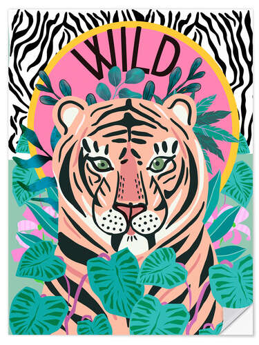 Selvklebende plakat Wild tiger