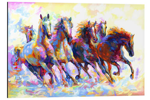 Aluminiumtavla Wild Horses Colourful