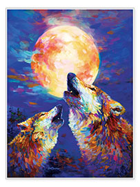 Poster Howling Wolves, Colourful