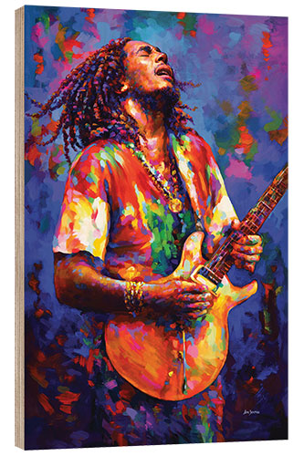 Wood print Bob Marley, Colourful