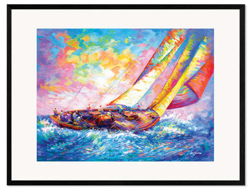 Kunsttryk i ramme Yacht on Colorful Seas