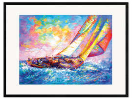 Framed art print Yacht on Colorful Seas