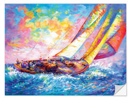 Sticker mural Yacht on Colorful Seas