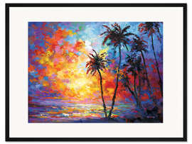 Gerahmter Kunstdruck Sonnenuntergang am Strand