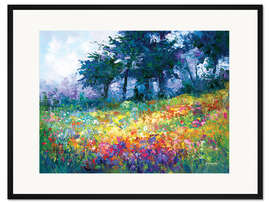 Gerahmter Kunstdruck Farbenfrohe Wildblumen in voller Blüte II