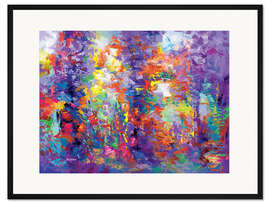 Gerahmter Kunstdruck Magischer, farbenfroher Wald