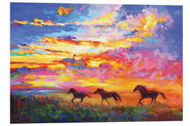 Foam board print Wild Horses At Sunset