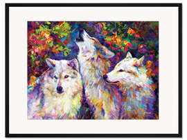 Gerahmter Kunstdruck Majestätische Wölfe Farbenfroh
