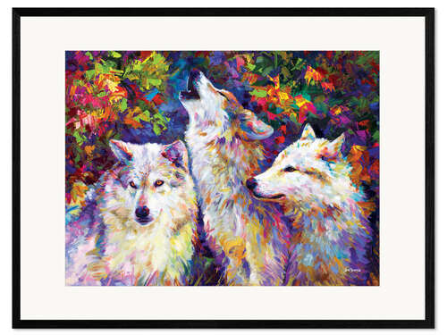 Kehystetty taidepainatus Majestic Wolves Colourful