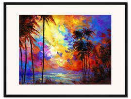 Gerahmter Kunstdruck Tropischer Sonnenuntergang Farbenfroh
