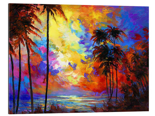 Tableau en plexi-alu Tropical Sunset Colourful