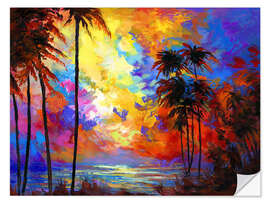 Muursticker Tropical Sunset Colourful