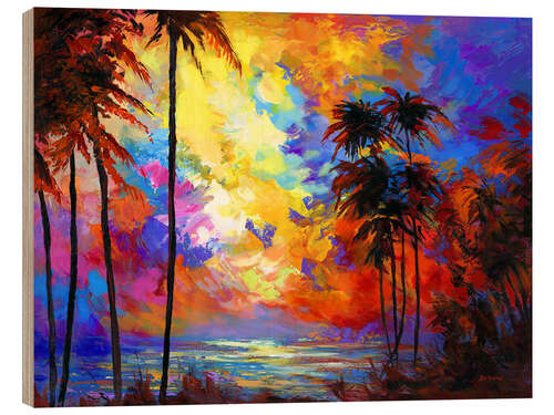 Quadro de madeira Tropical Sunset Colourful