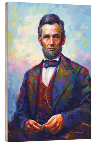 Wood print Abraham Lincoln Colourful