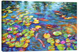 Lærredsbillede  Koi Fish and Water Lilies - Leon Devenice