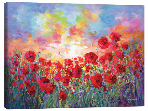 Lerretsbilde Poppy Flower Field Colourful I