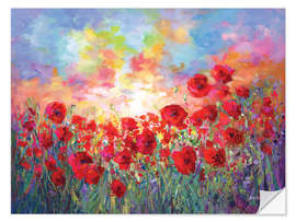 Vinilo para la pared Poppy Flower Field Colourful I