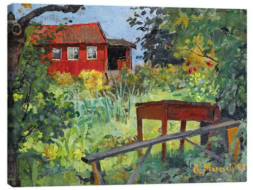 Stampa su tela Garden with a Red House, 1882