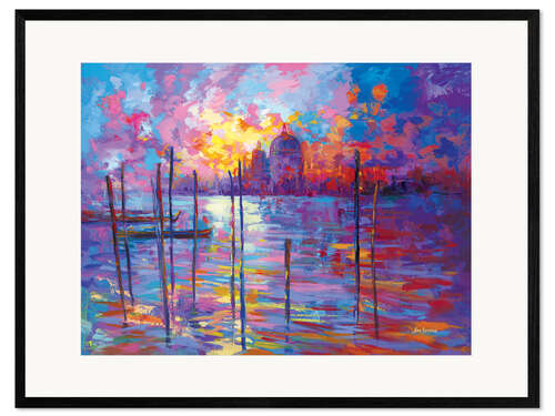 Stampa artistica con cornice Sunset in Venice