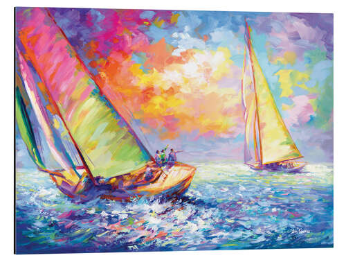 Tableau en aluminium Colourful Sailboats