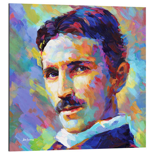 Aluminium print Nikola Tesla Colourful Portrait