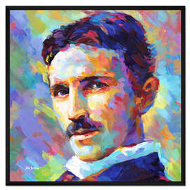 Gerahmter Kunstdruck Nikola Tesla Modernes Porträt