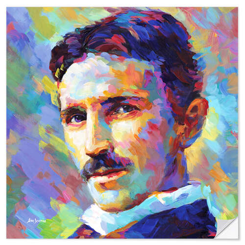 Wandsticker Nikola Tesla Modernes Porträt