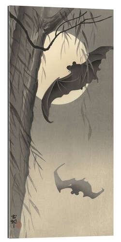 Gallery print Two bats under a full moon, ca. 1900