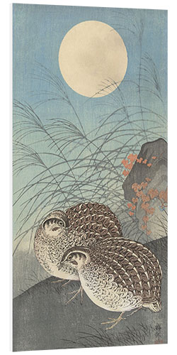 Bilde på skumplate Two quails under a full moon, ca. 1900