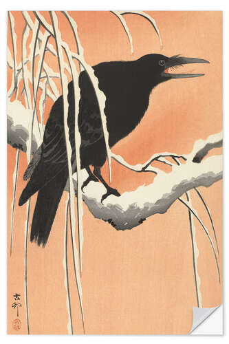 Sisustustarra Crow on Snowy Branch, ca. 1900