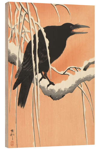Puutaulu Crow on Snowy Branch, ca. 1900