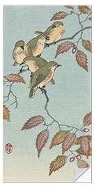 Selvklebende plakat Little Birds on a Branch, ca. 1900